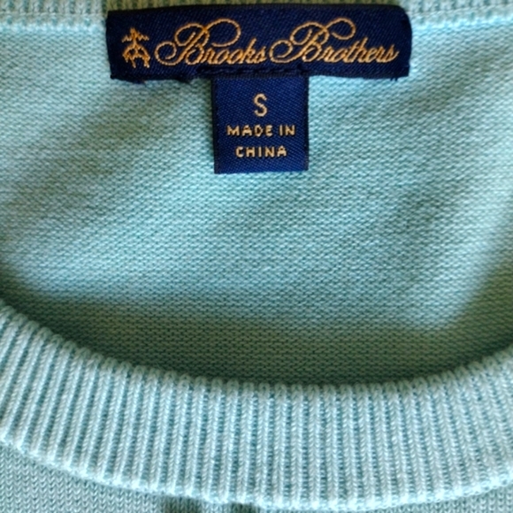 Brooks Brothers Short Sleeve Blue Green Aqua Beaded Knit Crew Neck Sweat… - Picture 10 of 15